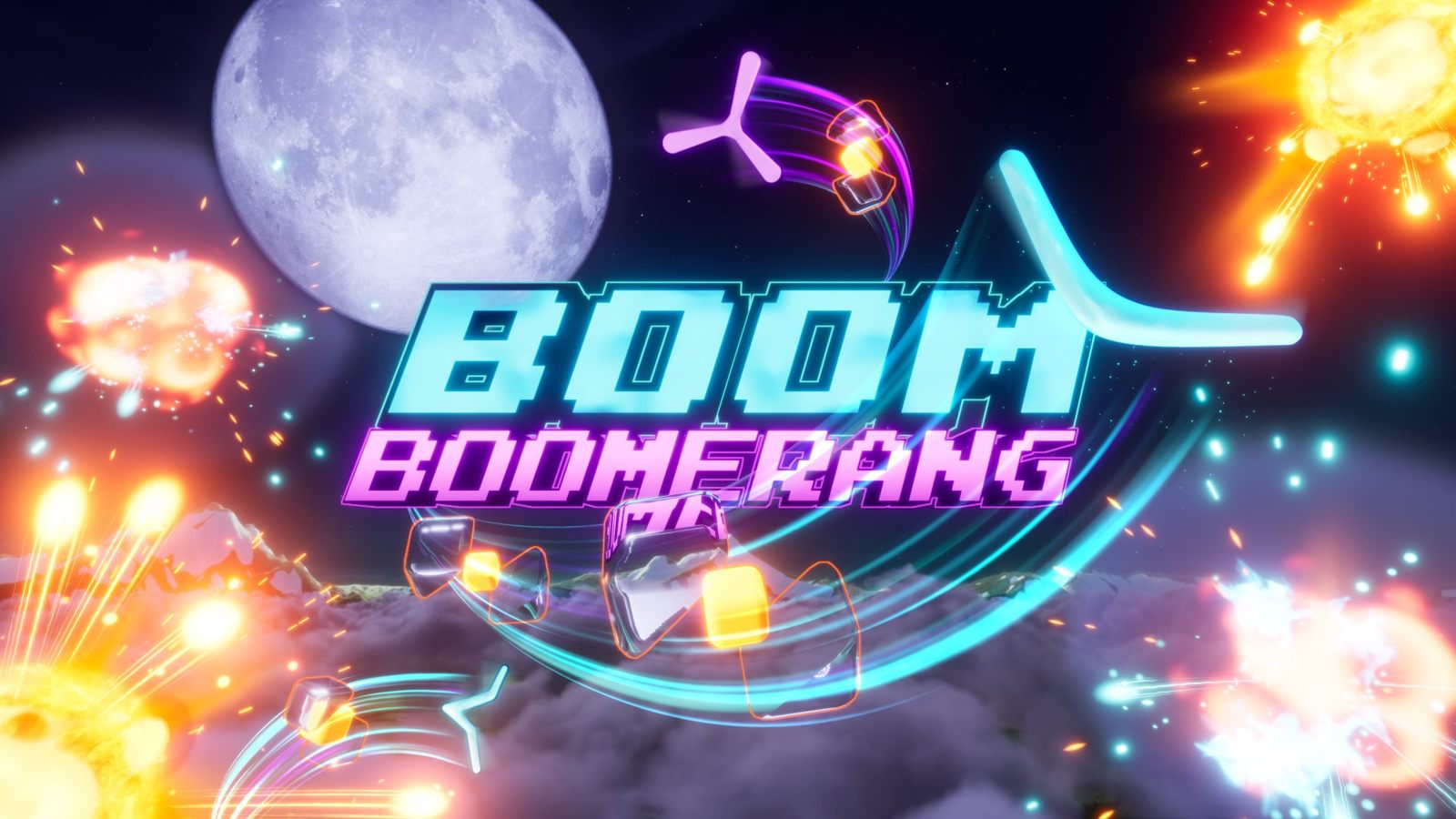 Boom Boomerang: targets suspended in a stylised sky