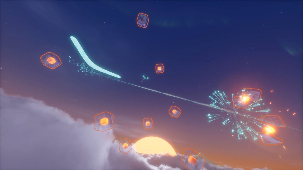 The sonic boom shockwave expanding from the boomerang