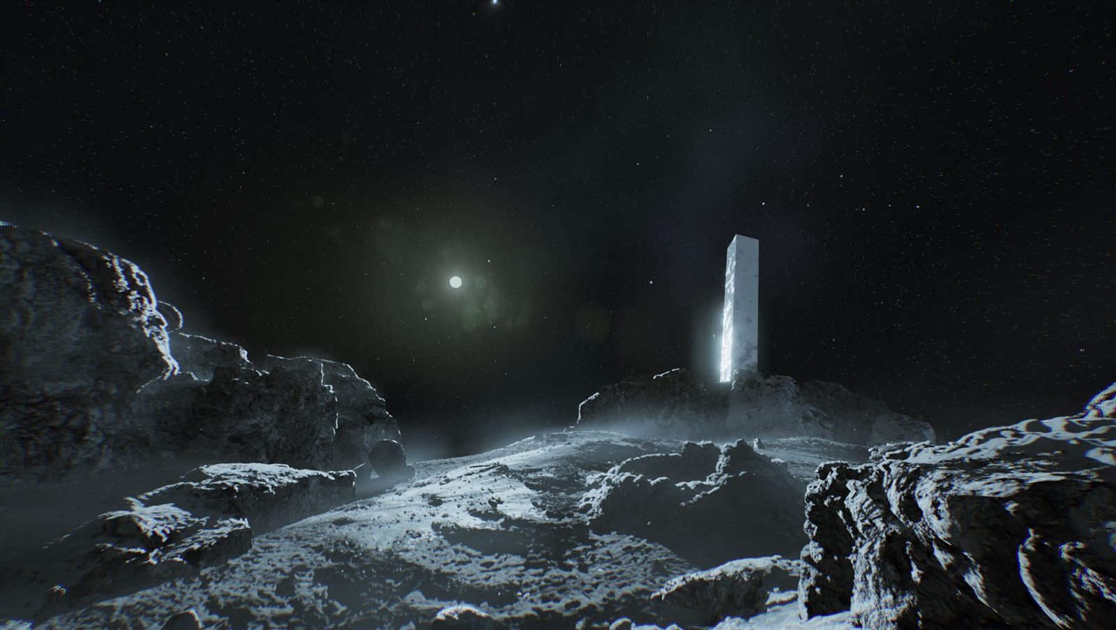 Moon Runner: a lone astronaut on a small lunar landscape