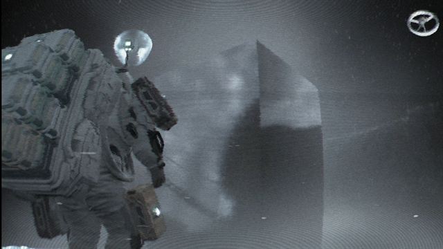 A monolith seen through dust and heavy scanline distortion