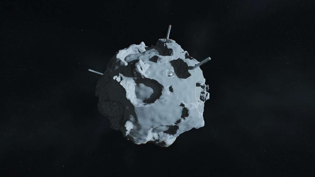 The spherical moon level viewed from a distance